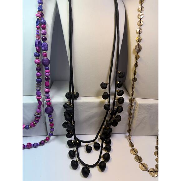 Chicos Chico's long necklace necklaces lot bundle jewelry Purple gold black - Picture 3 of 14